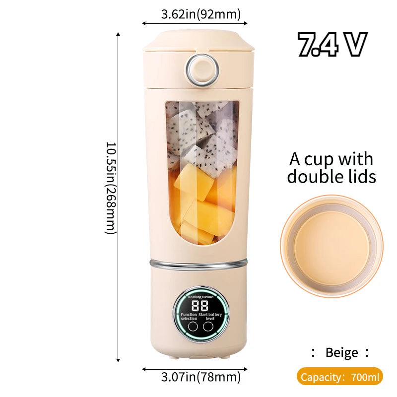 FRUTAFLASH GO-Batidos y smoothies de 700 ml con cuchillas de acero duraderas. Licuadora 2 en 1 portátil.